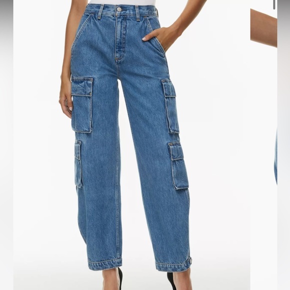 Aritzia 90s Millie Hi-Rise Cargo Jean 5 years kiss and tell bleu barrel 23 NEW - Picture 2 of 8